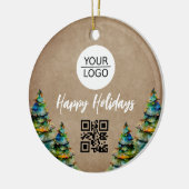 ロゴ素朴の追加QRコードのカスタム文字プロモーション セラミックオーナメント (左)