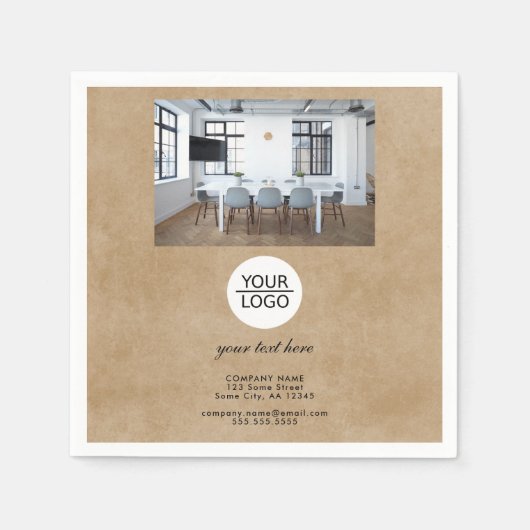 ロゴ素朴を追加するカスタム文字プロモーション写真 スタンダードカクテルナプキン (正面)