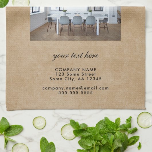 ロゴ素朴を追加するカスタム文字会社の写真 キッチンタオル (折り畳み)