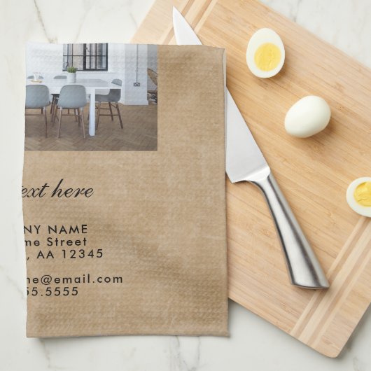 ロゴ素朴を追加するカスタム文字会社の写真 キッチンタオル (四つ折り)