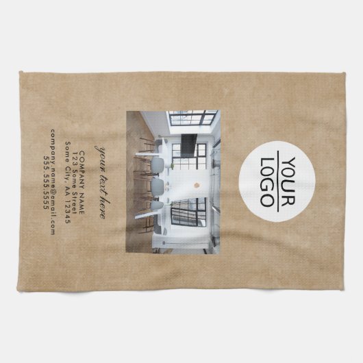 ロゴ素朴を追加するカスタム文字会社の写真 キッチンタオル (横)