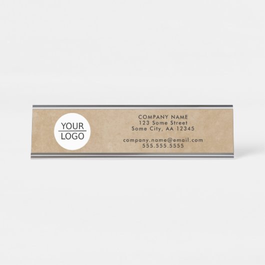 ロゴ素朴会社情報の追加 デスクネームプレート (正面)