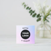 ロゴ紫色の顧客紹介カードの追加 紹介カード (スタンド正面)