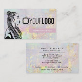 ロゴ組み立てスタイリストまたはヘア組み立てサロン 名刺 (正面/裏面)