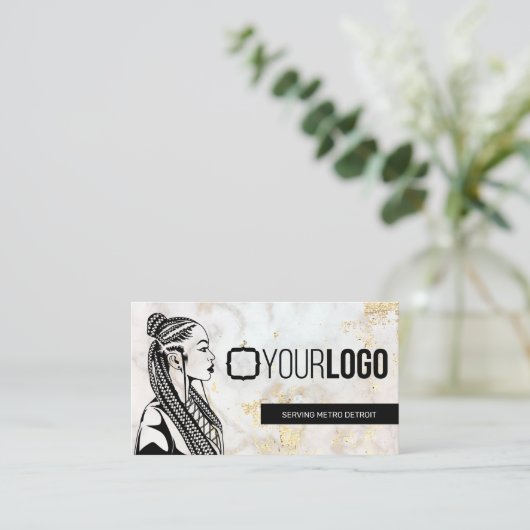 ロゴ組み立てスタイリストまたはヘア組み立てサロン 名刺 (スタンド正面)