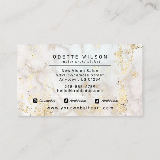 ロゴ組み立てスタイリストまたはヘア組み立てサロン 名刺 (裏面)