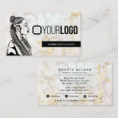 ロゴ組み立てスタイリストまたはヘア組み立てサロン 名刺 (正面/裏面)