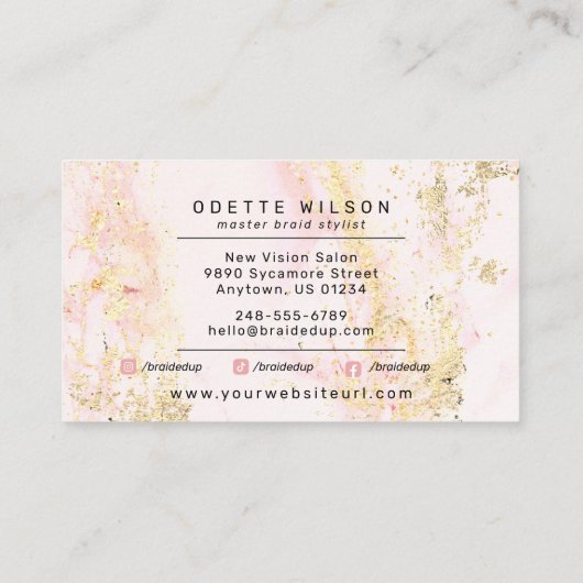 ロゴ組み立てスタイリストまたはヘア組み立てサロン 名刺 (裏面)