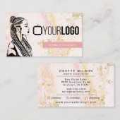 ロゴ組み立てスタイリストまたはヘア組み立てサロン 名刺 (正面/裏面)