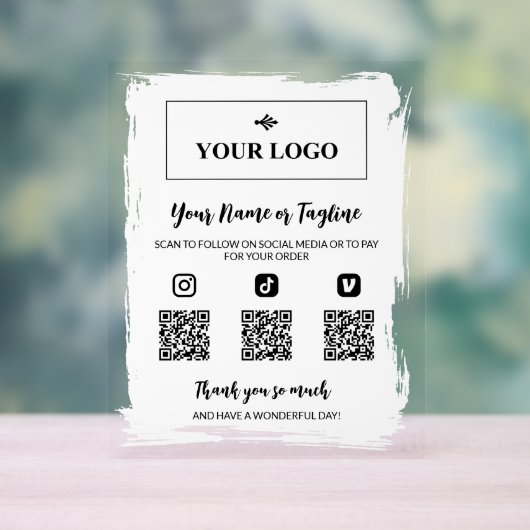 ロゴ絵を描のSNSでの支払いを白くする アクリルサイン (ニュートラル)