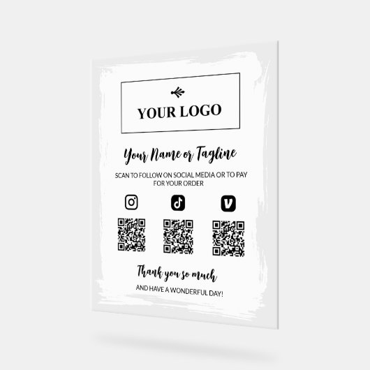 ロゴ絵を描のSNSでの支払いを白くする アクリルサイン (傾斜)