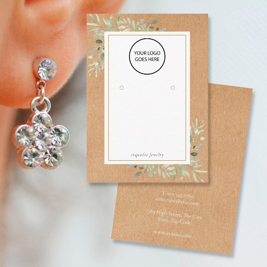 ロゴ緑のイヤリング素朴ディスプレイカード 名刺