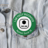 ロゴ緑の白い従業員ビジネスの予防接種 缶バッジ (インサイチュ)