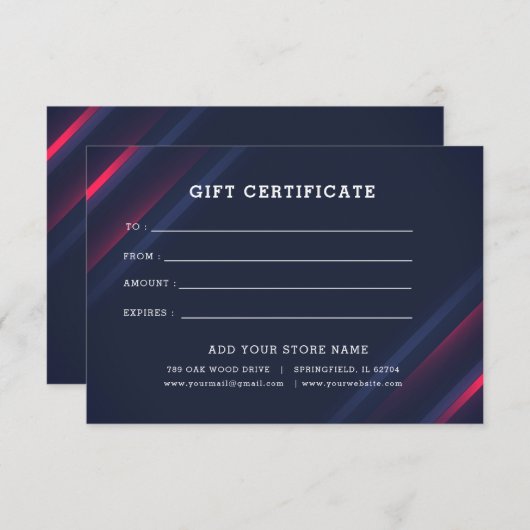 ロゴ編集可能ビジネスギフト証明書の追加 (正面/裏面)