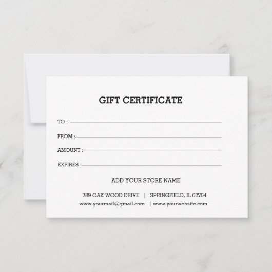 ロゴ編集可能ビジネスギフト証明書の追加 (正面)