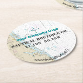 ロゴ緯度経度スチュアートFloridaグラフ ラウンドペーパーコースター (アングル)