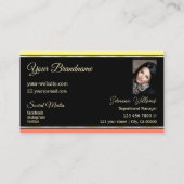 ロゴ縁どと写真付きブラックの黄色い珊瑚 名刺 (裏面)