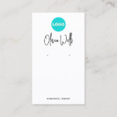 ロゴ署名の追加スクリプトホワイトイヤリングジュエリー 名刺 (正面)