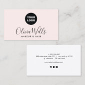 ロゴ署名スクリプトライトピンクのソーシャルメディアの追加 名刺 (正面/裏面)