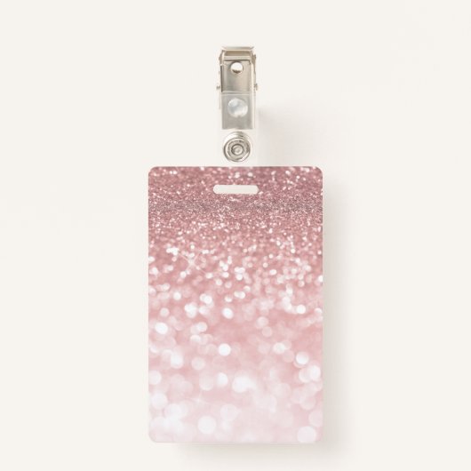 ロゴ美しいサロンIDカードフェイクピンクグリッター バッジ (裏面クリップ)