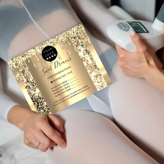 ロゴ美しいメイクアップ爪、 ネイル価格表金ゴールドグリッター チラシ