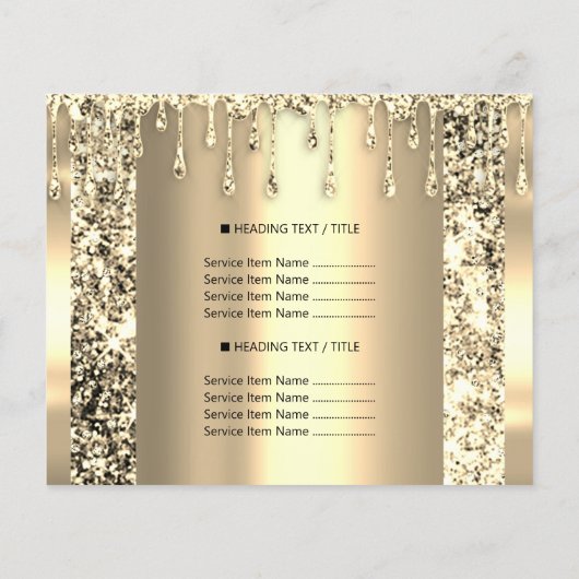 ロゴ美しいメイクアップ爪、 ネイル価格表金ゴールドグリッター チラシ (裏面)