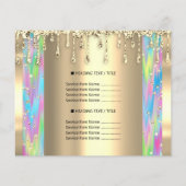 ロゴ美しいメイクアップ爪、 ネイル価格表金ゴールドパステル チラシ (裏面)