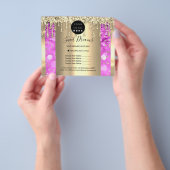 ロゴ美しいメイクアップ爪、 ネイル価格表金ゴールドピンキー チラシ (手)