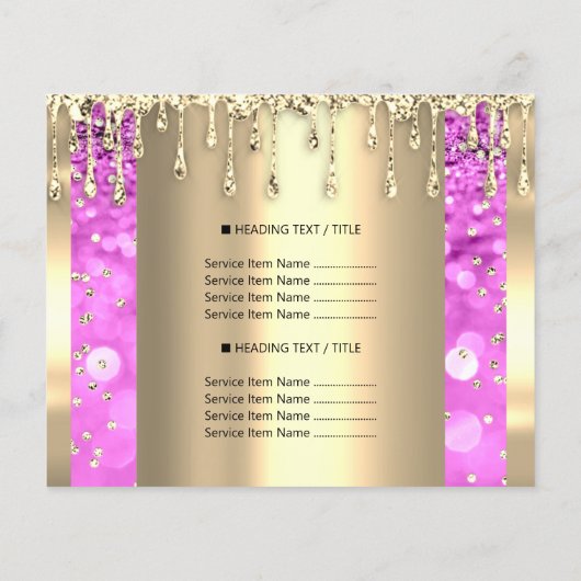 ロゴ美しいメイクアップ爪、 ネイル価格表金ゴールドピンキー チラシ (裏面)