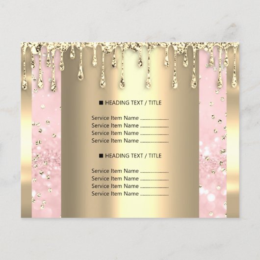 ロゴ美しいメイクアップ爪、 ネイル価格表金ゴールドピンク チラシ (裏面)