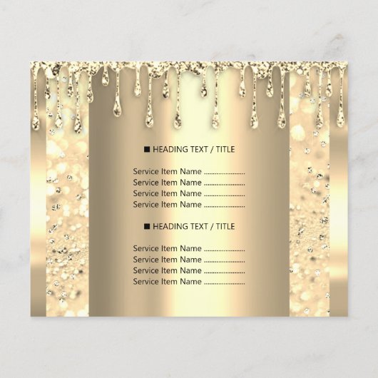 ロゴ美しいメイクアップ爪、 ネイル価格表金ゴールドルクス チラシ (裏面)