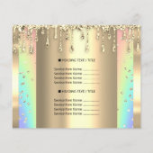 ロゴ美しいメイクアップ爪、 ネイル価格表金ゴールドレインボー チラシ (裏面)