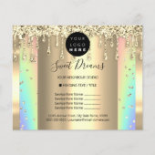 ロゴ美しいメイクアップ爪、 ネイル価格表金ゴールドレインボー チラシ (正面)