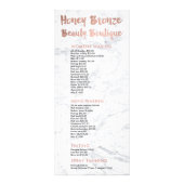 ロゴ美しい金ゴールドタイポグラフィ大理石価格表 ラックカード (正面)