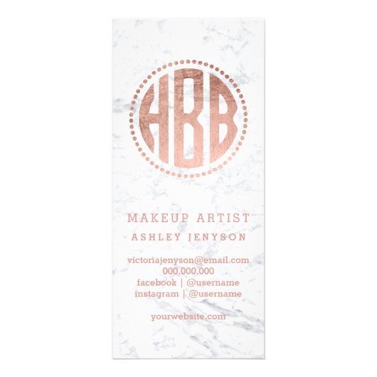 ロゴ美しい金ゴールドタイポグラフィ大理石価格表 ラックカード (裏面)