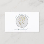 ロゴ美容師メイクアップアーティストブルーQRコードホワイト 名刺 (正面)