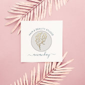 ロゴ美容師メイクアップアーティストブルーQRコード赤面 スクエア名刺