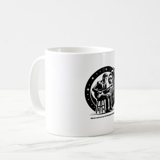 ロゴ芸術的ブラックとホワイトのコーヒーマグ コーヒーマグカップ (正面左)