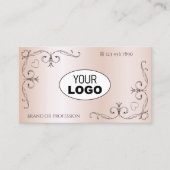 ロゴ華美付きコーナーShimmeryバラパステルピンク 名刺 (正面)