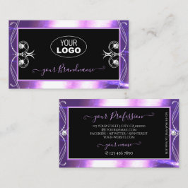 ロゴ華美付き豪華な黒紫色の輝く宝石 名刺