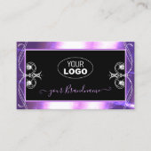 ロゴ華美付き豪華な黒紫色の輝く宝石 名刺 (正面)