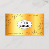 ロゴ華美付き輝くコーナー発光オレンジ 名刺 (正面)