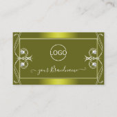 ロゴ華美付き黄きらめく色オリーブダイヤモンド 名刺 (正面)