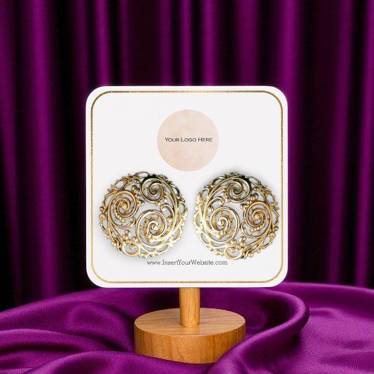 ロゴ薄い金ゴールド縁どイヤリングディスプレイカード