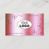 ロゴ装飾付き明るいピンクの緑のグラデーション 名刺 (正面)