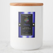 ロゴ製品ラベル付きグラマラスな黒シャイニーブルー フードラベル (正面)