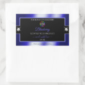 ロゴ製品ラベル付きグラマラスな黒シャイニーブルー 長方形シール (バッグ)