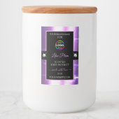 ロゴ製品ラベル付きデラックスブラックシャイニー薄紫 フードラベル (正面)