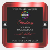 ロゴ製品ラベル付き絶妙な黒の光沢のある赤 スクエアシール (正面)