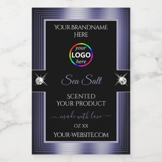 ロゴ製品ラベル付き豪華な黒の光沢のある青 フードラベル (シングルラベル)